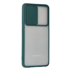 Samsung Galaxy A72 Kılıf Palm Buzlu Kamera Sürgülü Silikon - Yeşil