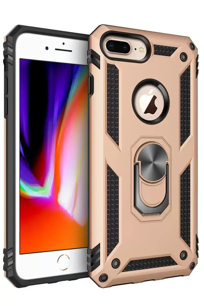 Newface İphone 7 Plus Kılıf Sofya Yüzüklü Silikon Kapak - Gold