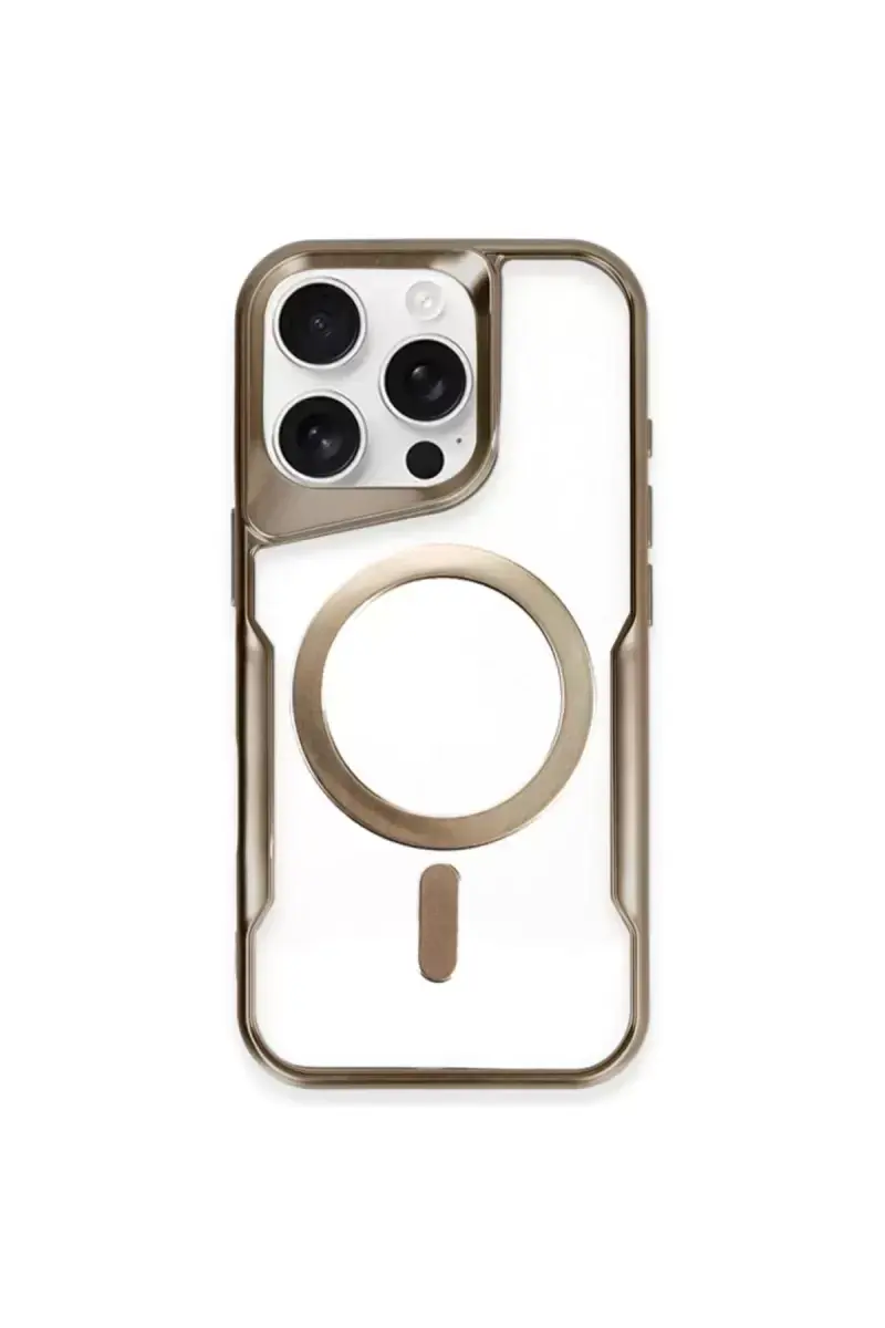 Newface Apple İphone 14 Pro Kılıf Boyi Magsafe Silikon Kapak - Kahverengi