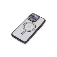 İphone 14 Pro Max Kılıf Joke Simli Magneticsafe Kılıf - Siyah