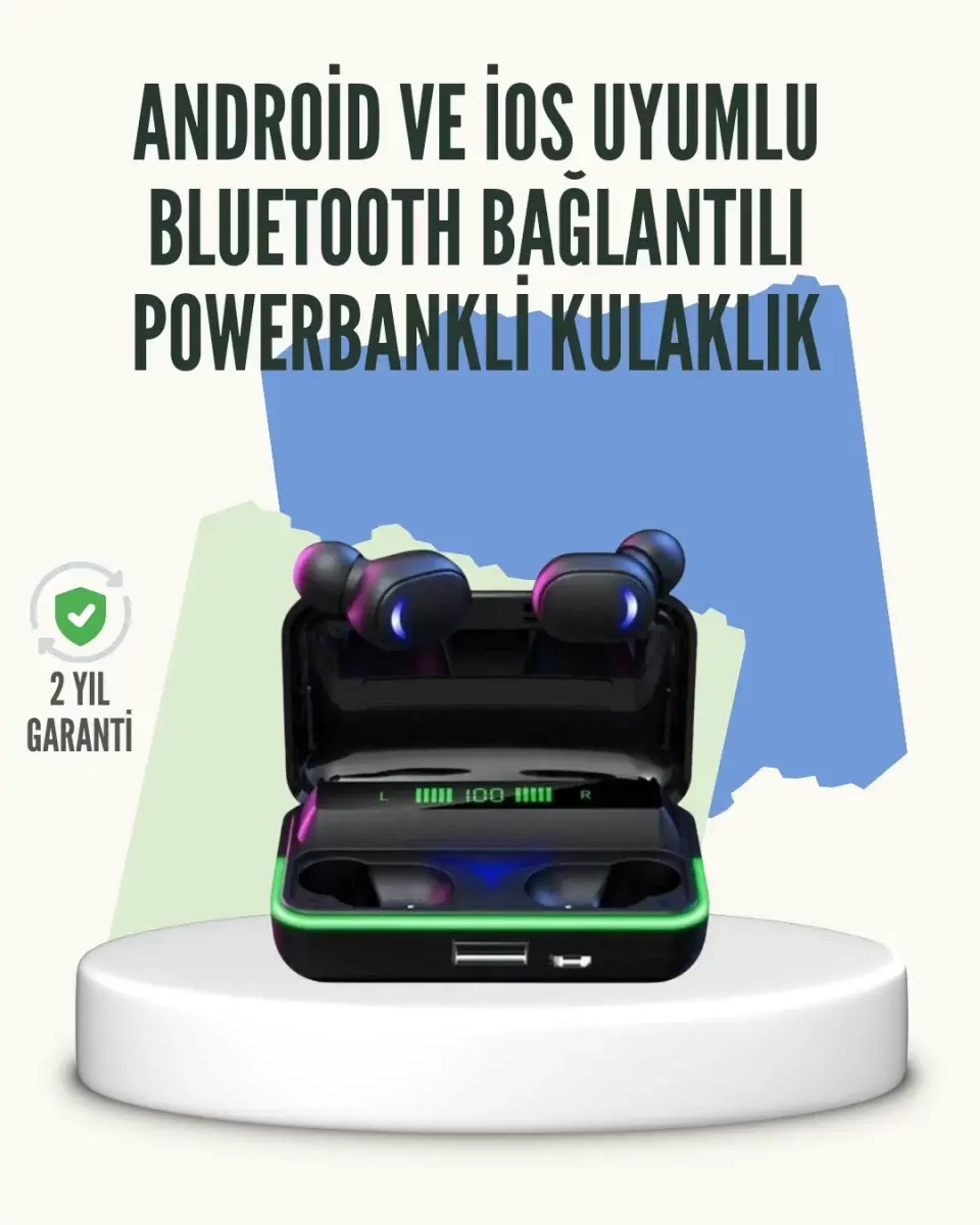 E10 Powerbank Şarjlı Bluetooth 5.1 Kulaklık Spor Ve Oyun İçin
