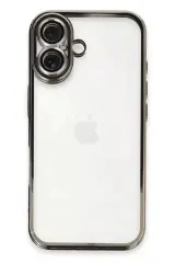 Newface İphone 16 Kılıf Razer Lensli Silikon - Titanyum Gri