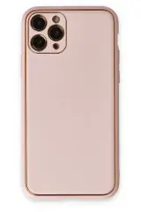 Newface İphone 11 Pro Max Kılıf Coco Deri Silikon Kapak - Pudra