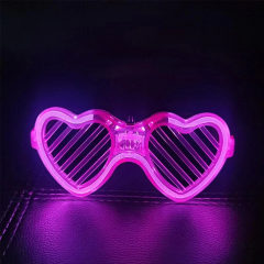 Pembe Led Işıklı Kalp Gözlük – 3 Modlu Parti & Glow Gözlüğü