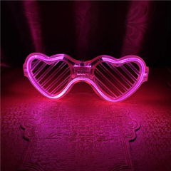 Pembe Led Işıklı Kalp Gözlük – 3 Modlu Parti & Glow Gözlüğü