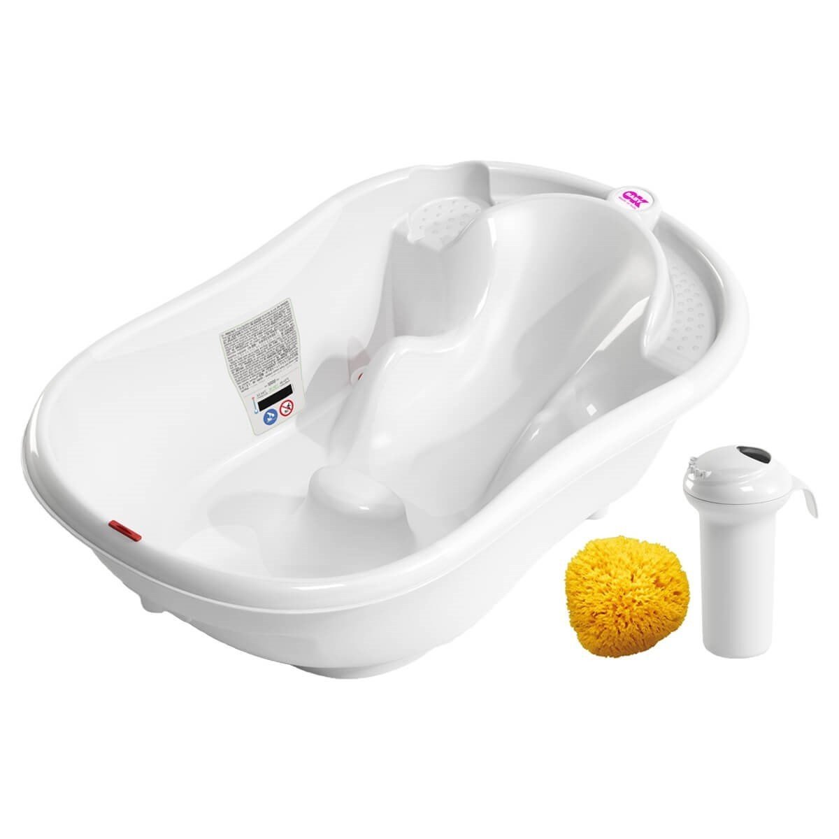 OkBaby Onda Banyo Küveti & Splash Bebek Duşu & Doğal Banyo Süngeri No.10 / Beyaz