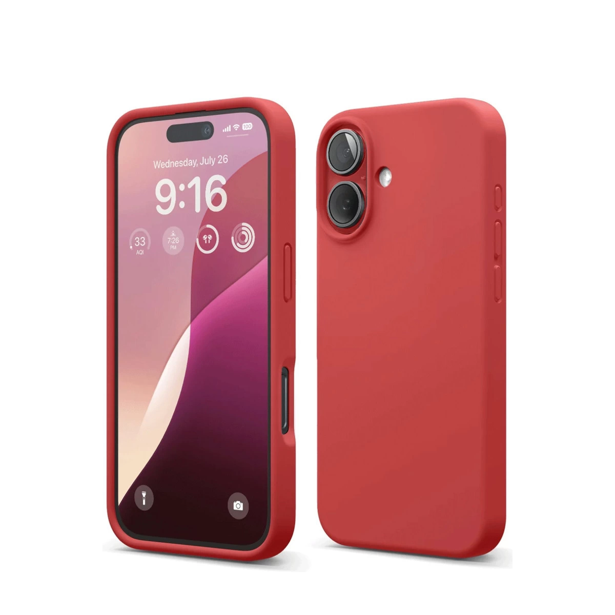 İphone 16 Kılıf Nano İçi Kadife Silikon - Kırmızı