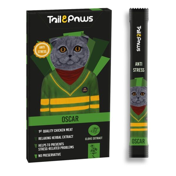 Tail & Paws OSCAR Stress Önleyici Tavuklu Şekersiz Krema Kedi Ödül Maması 15gr (5'li)