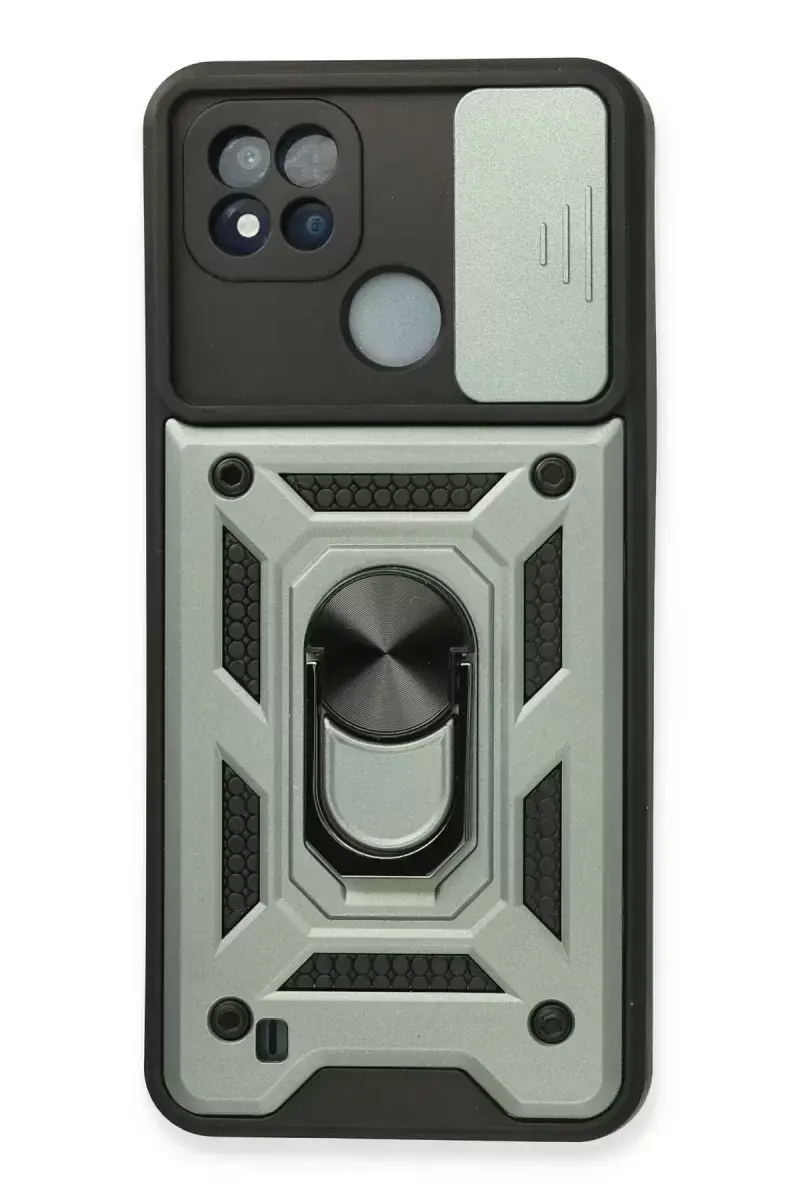 Newface Realme C11 2021 Kılıf Pars Lens Yüzüklü Silikon - Yeşil