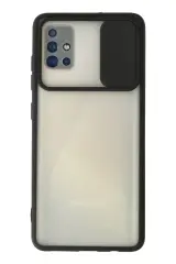 Newface Samsung Galaxy A71 Kılıf Palm Buzlu Kamera Sürgülü Silikon - Siyah