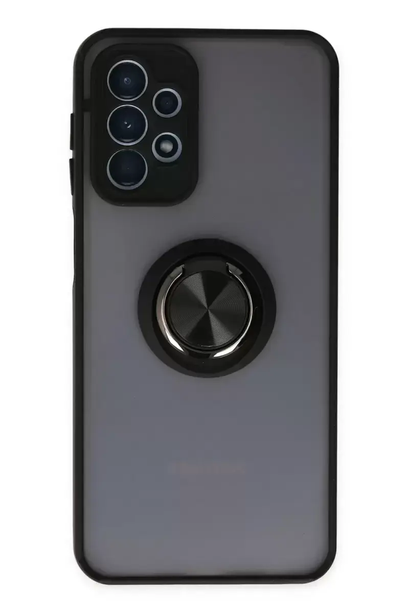 Newface Samsung Galaxy A23 4g Kılıf Montreal Yüzüklü Silikon Kapak - Siyah