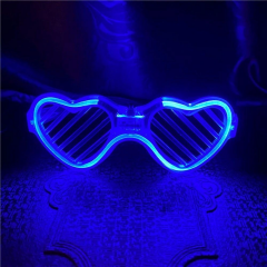 Mavi Led Işıklı Kalp Gözlük – 3 Modlu Parti & Glow Gözlüğü