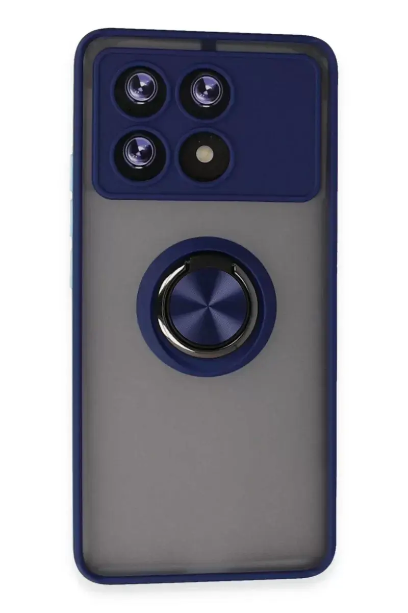 Newface Xiaomi Poco X6 Pro Kılıf Montreal Yüzüklü Silikon Kapak - Lacivert