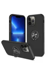 Newface İphone 13 Pro Kılıf Elit Yüzüklü Kapak - Siyah