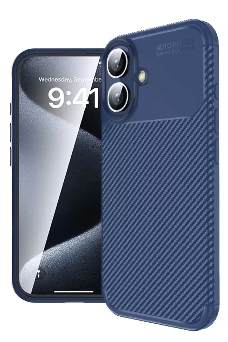 Newface Apple İphone 16 Kılıf Auto Focus Karbon Kapak - Lacivert