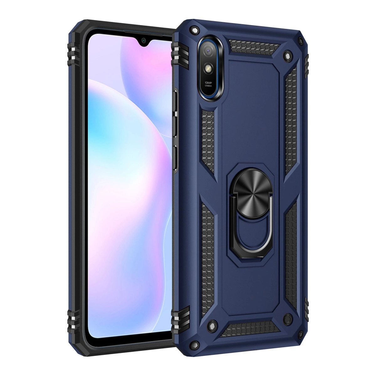 Xiaomi Redmi 9a Kılıf Sofya Yüzüklü Silikon Kapak - Lacivert