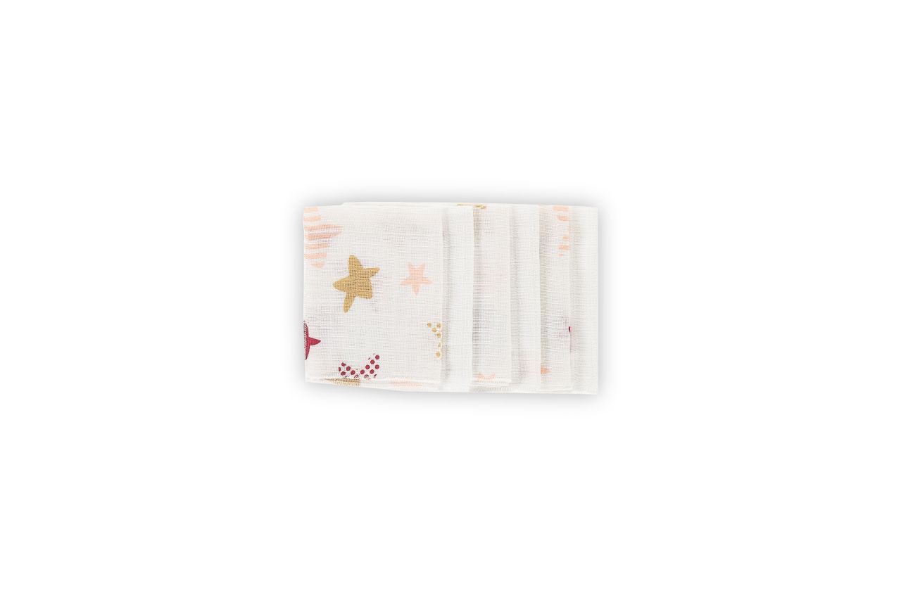 Moje Müslin Ağız Bezi 6Lı - Deniz Yıldızı Pembe