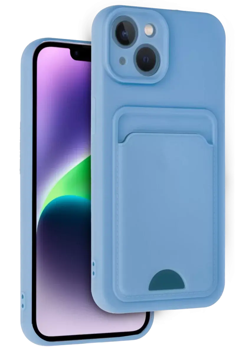Newface İphone 14 Kılıf Kelvin Kartvizitli Silikon - Mavi