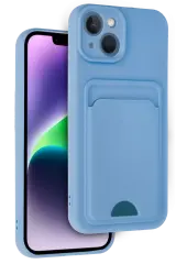Newface İphone 14 Kılıf Kelvin Kartvizitli Silikon - Mavi