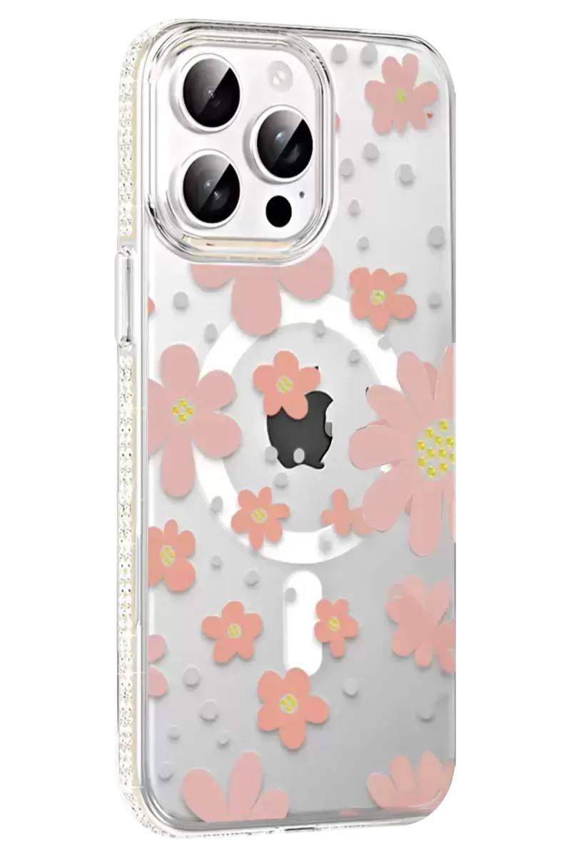 Joko Apple İphone 15 Pro Floral Magsafe Kapak - Pembe
