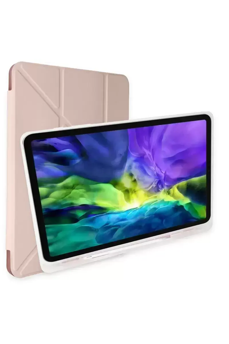 Newface Apple İpad 10.2 (8.nesil) Kılıf Kalemlikli Mars Tablet Kılıfı - Rose Gold