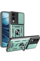 Newface Samsung Galaxy S25 Edge Pars Lens Yüzüklü Silikon - Yeşil