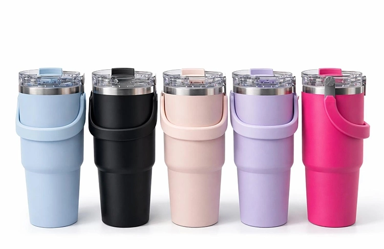 900 Ml Taşıma Kulplu Paslanmaz Çelik Termos Mug - Vakumlu Isı Yalıtımlı Bardak Alk4631