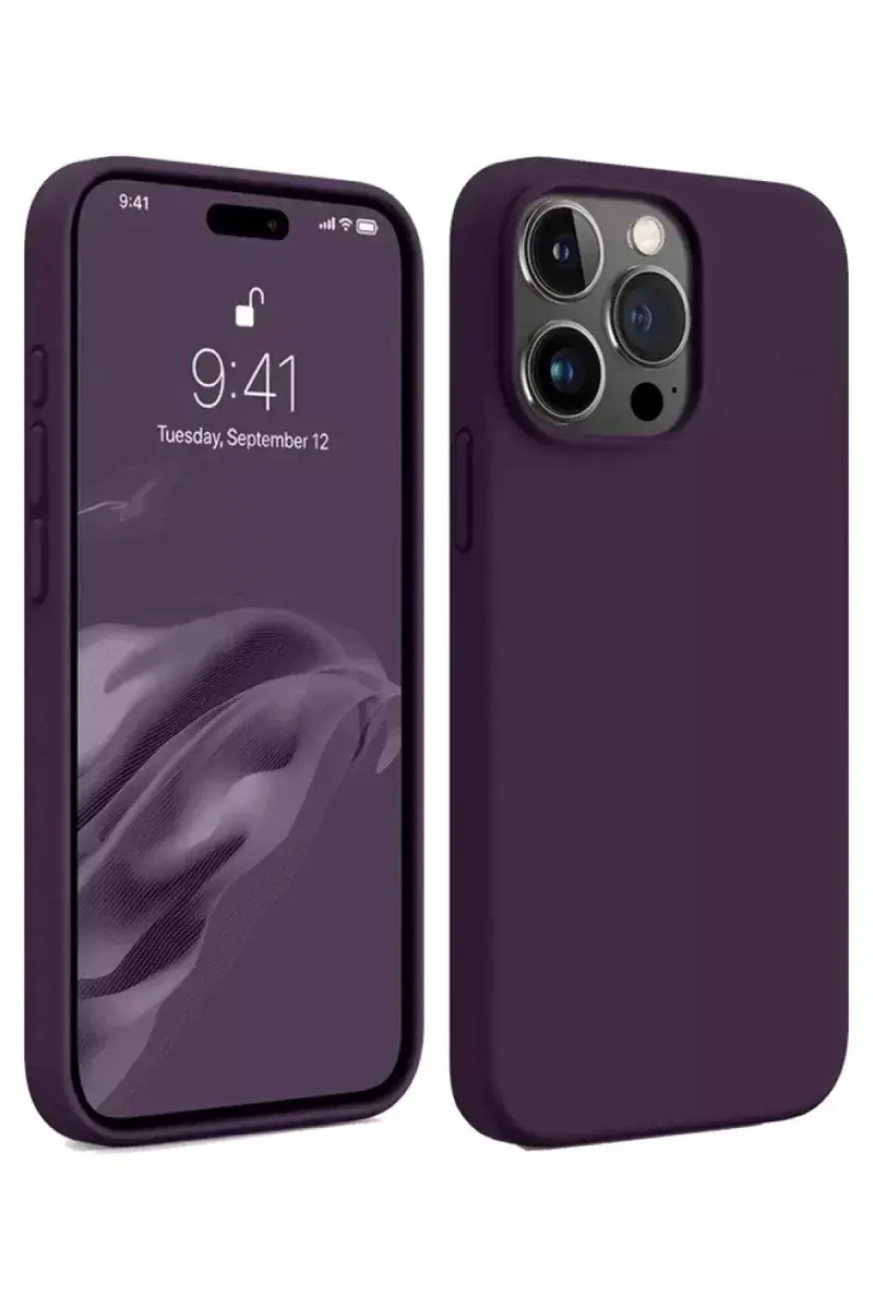 Newface İphone 15 Pro Max Kılıf First Silikon - Mürdüm