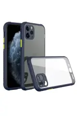 Newface İphone 11 Pro Max Kılıf Miami Şeffaf Silikon - Lacivert
