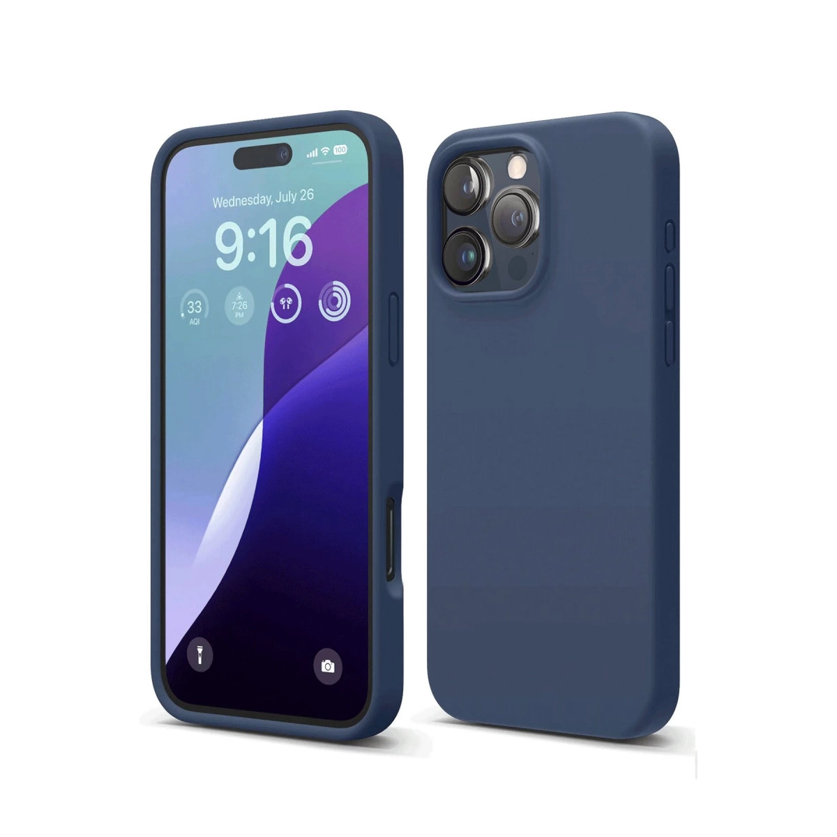 İphone 16 Pro Kılıf Nano İçi Kadife Silikon - Lacivert