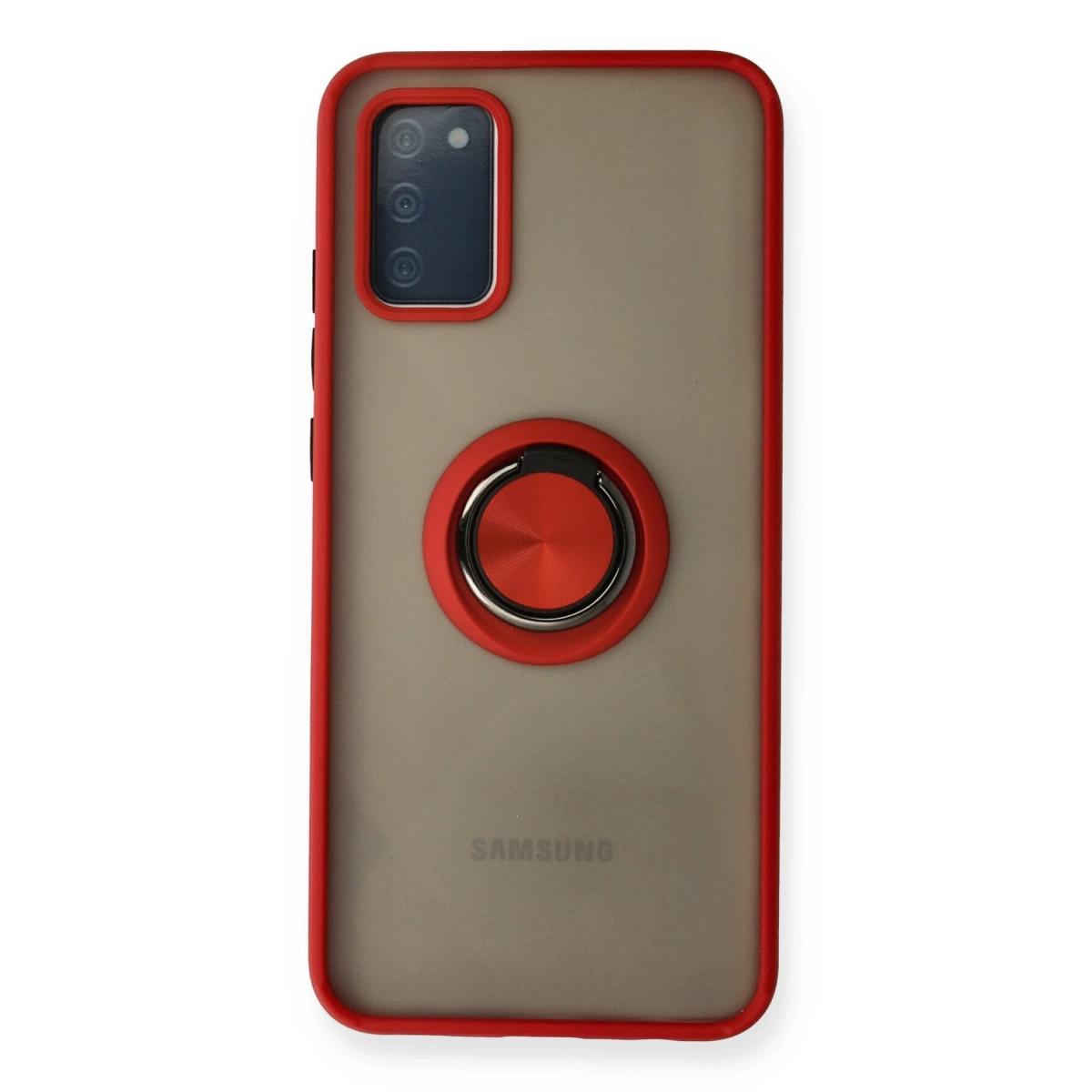 Samsung Galaxy A02s Kılıf Montreal Yüzüklü Silikon Kapak - Kırmızı