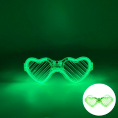 Yeşil Led Işıklı Kalp Gözlük – 3 Modlu Parti  Glow Gözlüğü