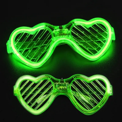 Yeşil Led Işıklı Kalp Gözlük – 3 Modlu Parti  Glow Gözlüğü