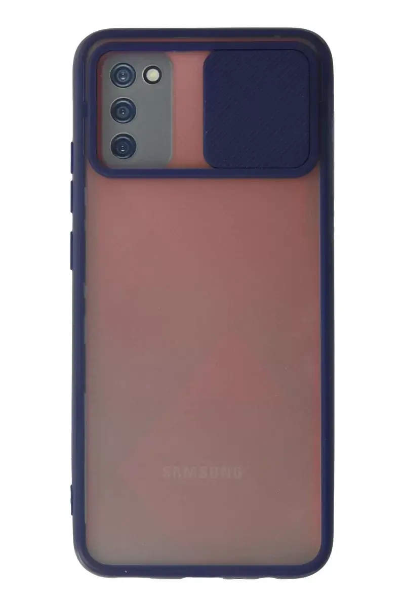 Newface Samsung Galaxy A02s Kılıf Palm Buzlu Kamera Sürgülü Silikon - Lacivert