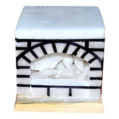 Şömine Şekilli Doğal Kaya Tuzu Lambası Kablolu Ampullü Beyaz 17 X 17 5-6 Kg