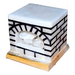 Şömine Şekilli Doğal Kaya Tuzu Lambası Kablolu Ampullü Beyaz 17 X 17 5-6 Kg