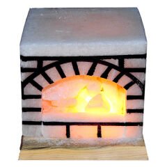 Şömine Şekilli Doğal Kaya Tuzu Lambası Kablolu Ampullü Beyaz 17 X 17 5-6 Kg