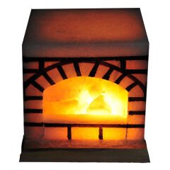 Şömine Şekilli Doğal Kaya Tuzu Lambası Kablolu Ampullü Beyaz 17 X 17 5-6 Kg