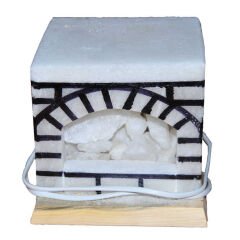 Şömine Şekilli Doğal Kaya Tuzu Lambası Kablolu Ampullü Beyaz 17 X 17 5-6 Kg