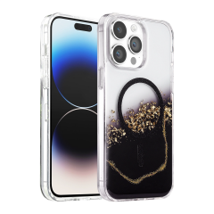 Onegif  İphone 15 Pro Max Lotus Simli Magsafe Kapak - Siyah