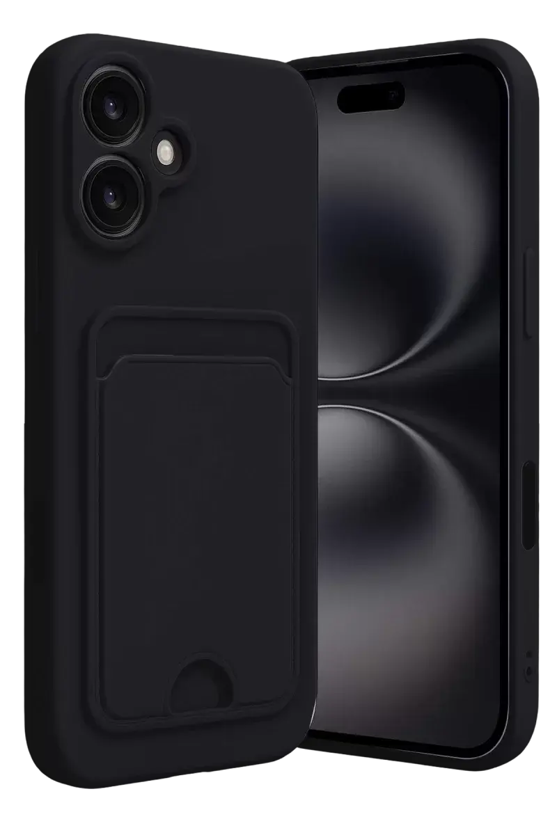 Newface İphone 16 Kılıf Kelvin Kartvizitli Silikon - Siyah