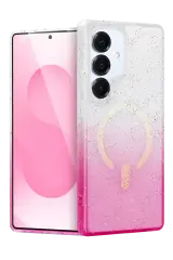Newface Samsung Galaxy S25 Pummel Shiny Magsafe Kapak - Pembe
