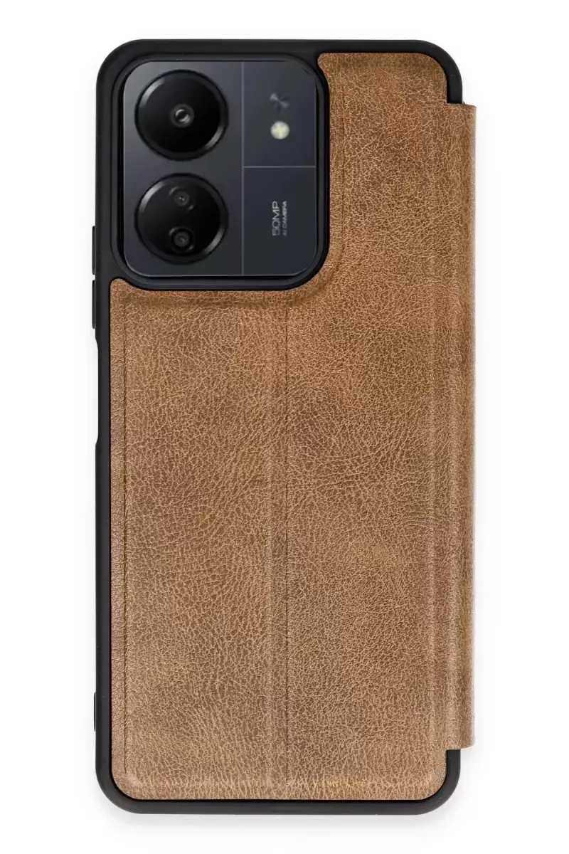 Newface Xiaomi Redmi 13c Kılıf Flip Cover - Taba