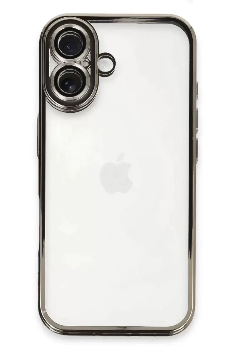 Newface Apple İphone 16 Plus Kılıf Razer Lensli Silikon - Titanyum Gri