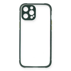İphone 12 Pro Kılıf Miami Şeffaf Silikon - Koyu Yeşil