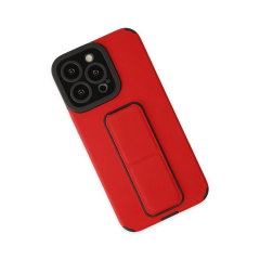 İphone 13 Pro Max Kılıf Mega Standlı Silikon - Kırmızı
