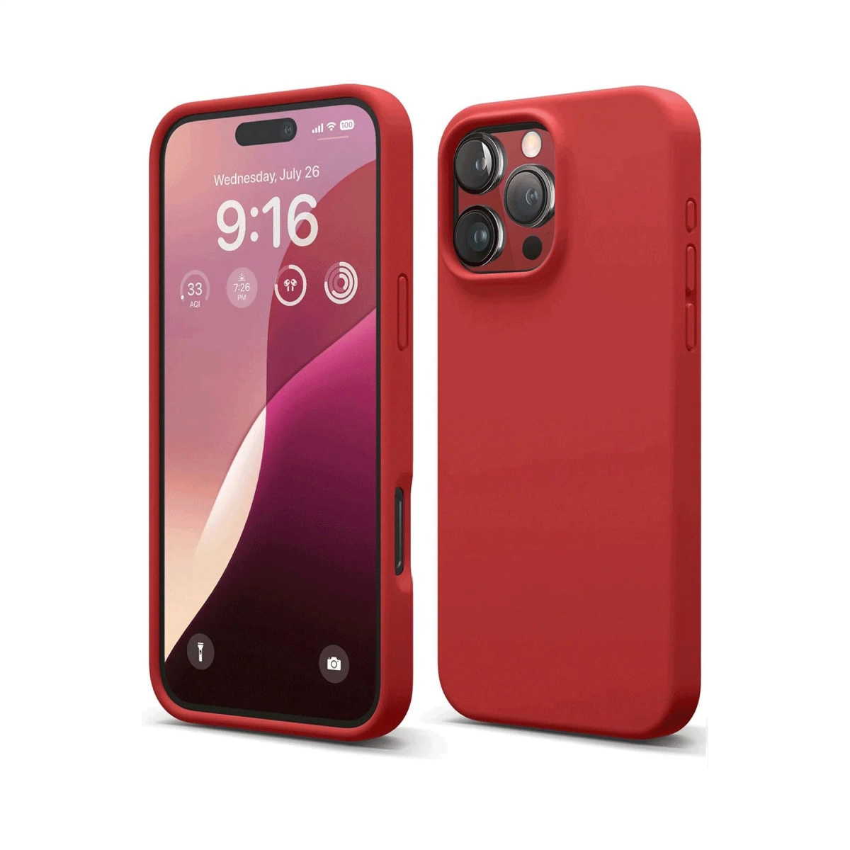 İphone 16 Pro Max Kılıf Nano İçi Kadife Silikon - Kırmızı