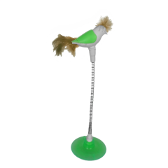 Markapet Vantuzlu Yaylı Kuşlu  Kedi Oyuncağı 30 cm Yeşil