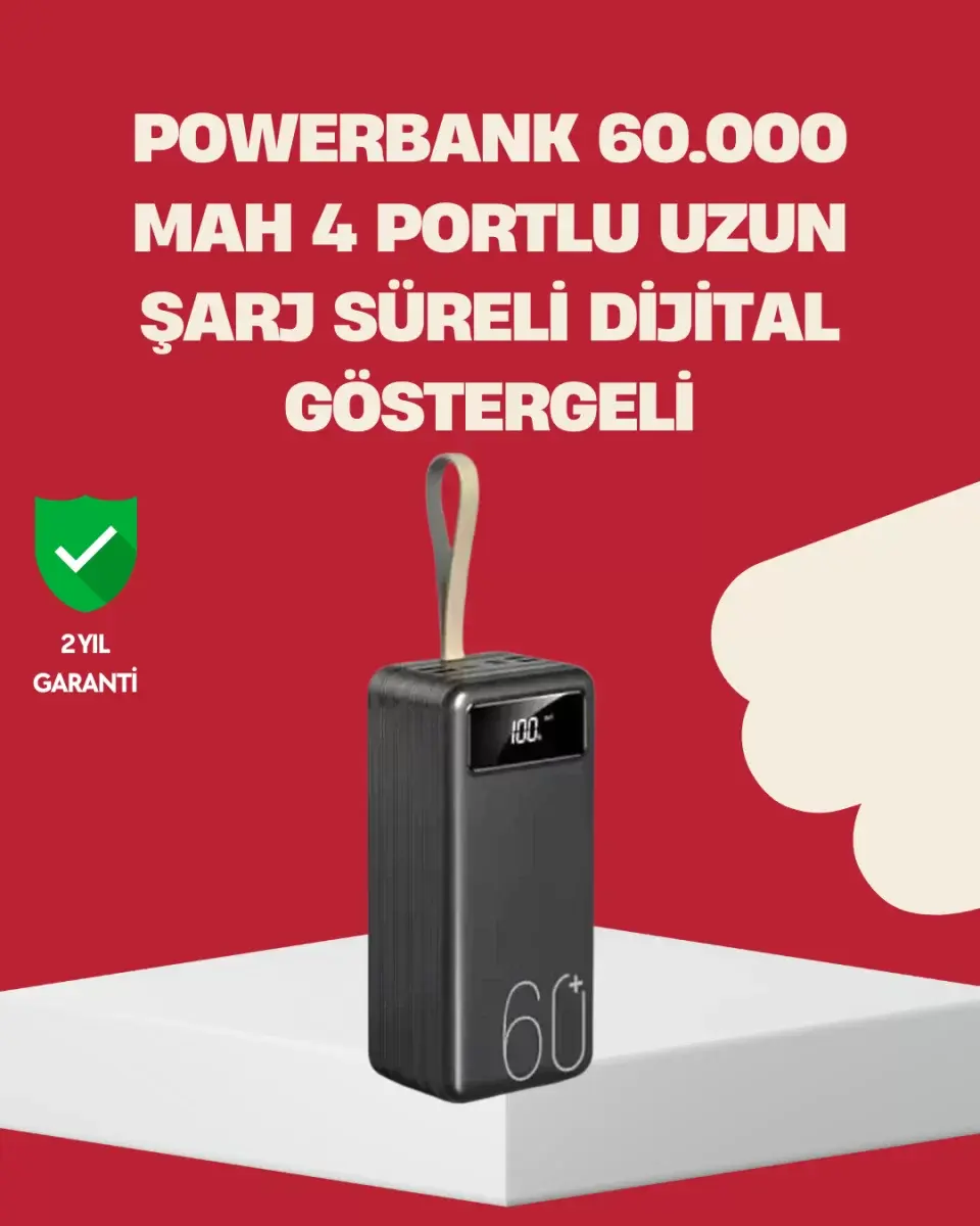 Led Ekranlı Çok Fonksiyonlu Taşınabilir Şarj Ünitesi Powerbank