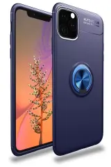 Newface İphone 11 Pro Kılıf Range Yüzüklü Silikon - Mavi